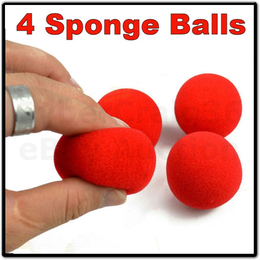 4 RED SOFT MAGIC MULTIPLYING SPONGE BALLS PARTY CLOWN KID TRICK FOAM 1.