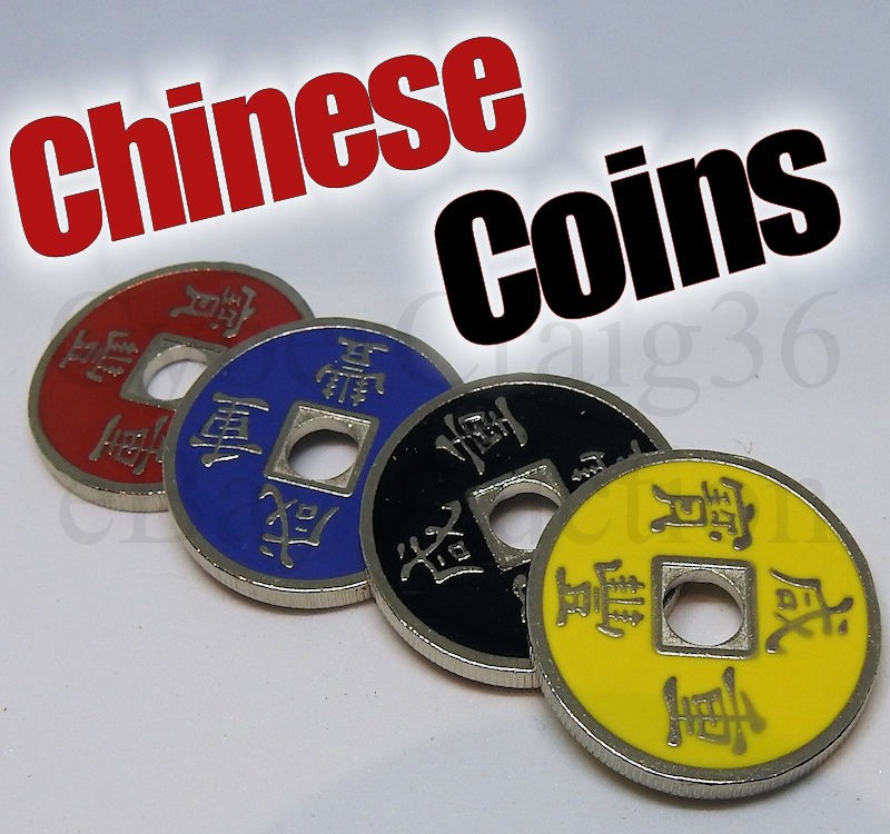 CHINESE COIN RED YELLOW BLACK BLUE PALMING HALF DOLLAR SIZE 30cm MAGIC