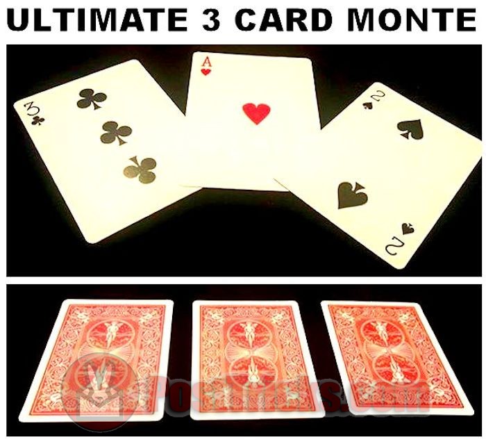 ULTIMATE 3 CARD MONTE GIMMICK BICYCLE RED OR BLUE BACK CARDS 2 EASY MAGIC TRICK
